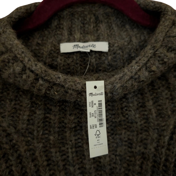 Madewell Ribbed Knit Crewneck Brown Sweater - Picture 3 of 4